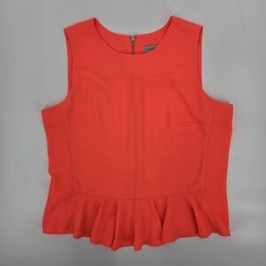 Sleeveless Bright Pink/Coral Peplum BELLE & SKY Top Back Zipper SIZE:Large